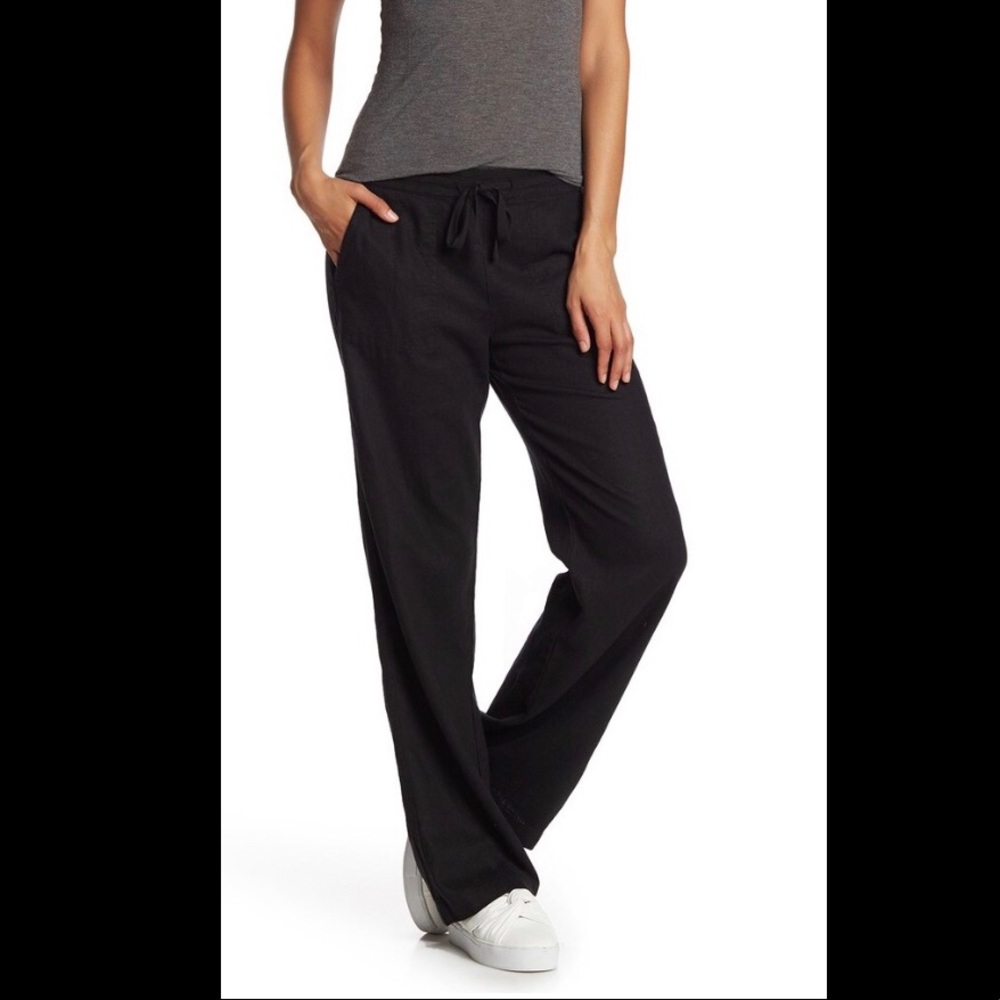 Caslon Linen Black Drawstring Pants